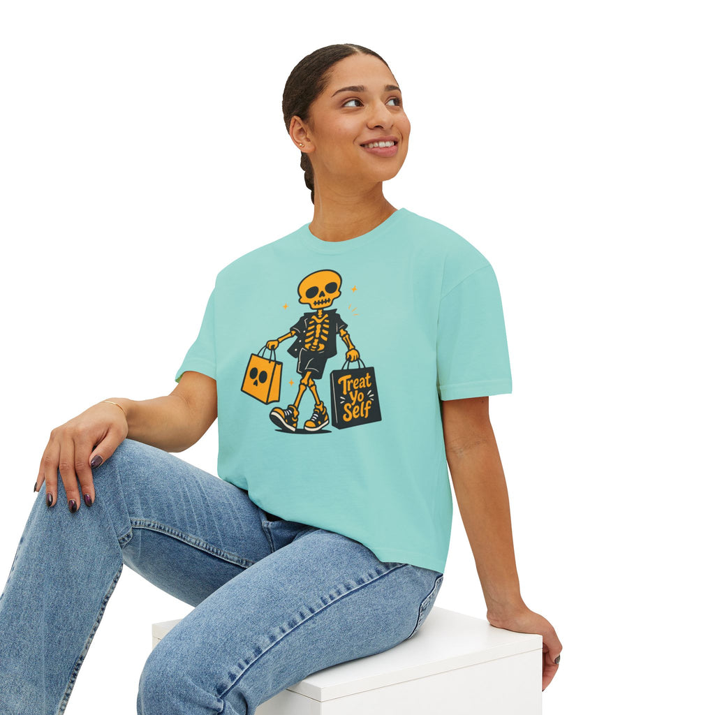 Skeleton Trick-or-Treating Tee | Treat Yo Self Halloween Shirt