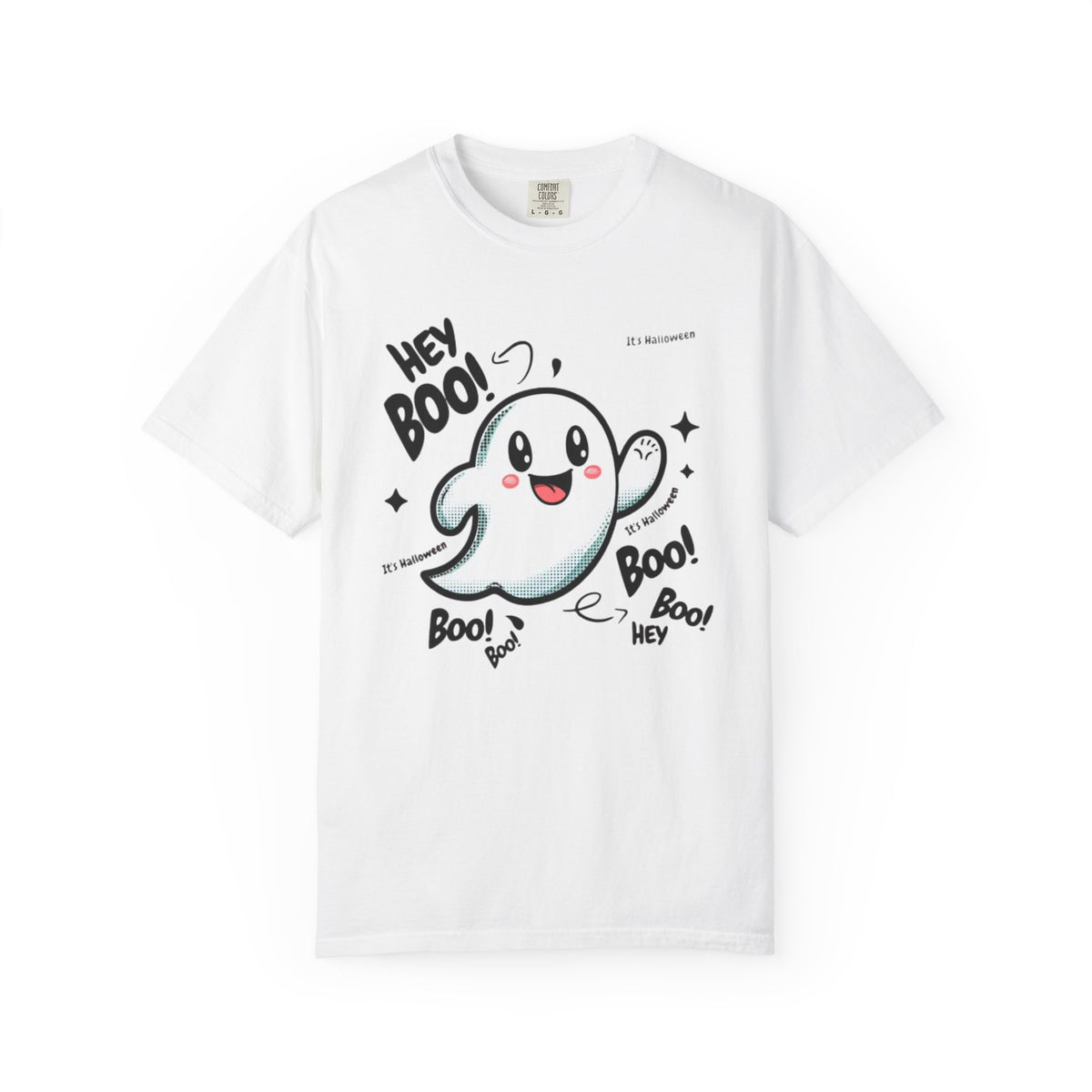 Cute Cartoon Ghost Hey Boo T-shirt | Halloween Cute Ghost Tee