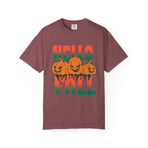 Hello Fall Pumpkins T-Shirt | Halloween Autumn Pumpkin Graphic