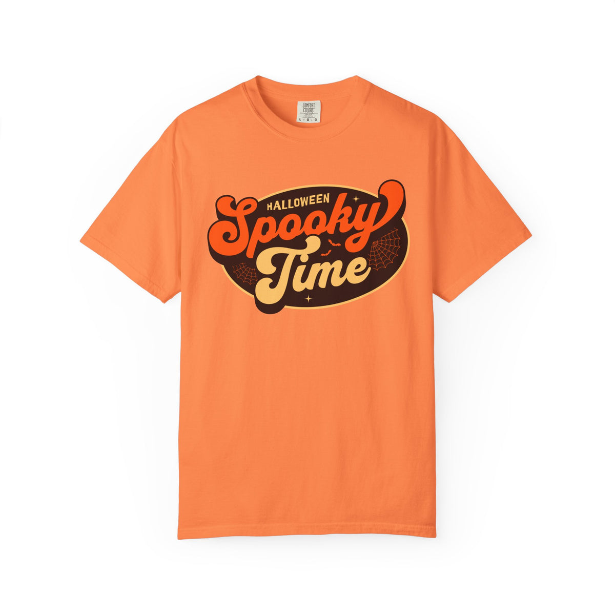 Spooky Time Halloween graphic T-shirt | retro orange script design
