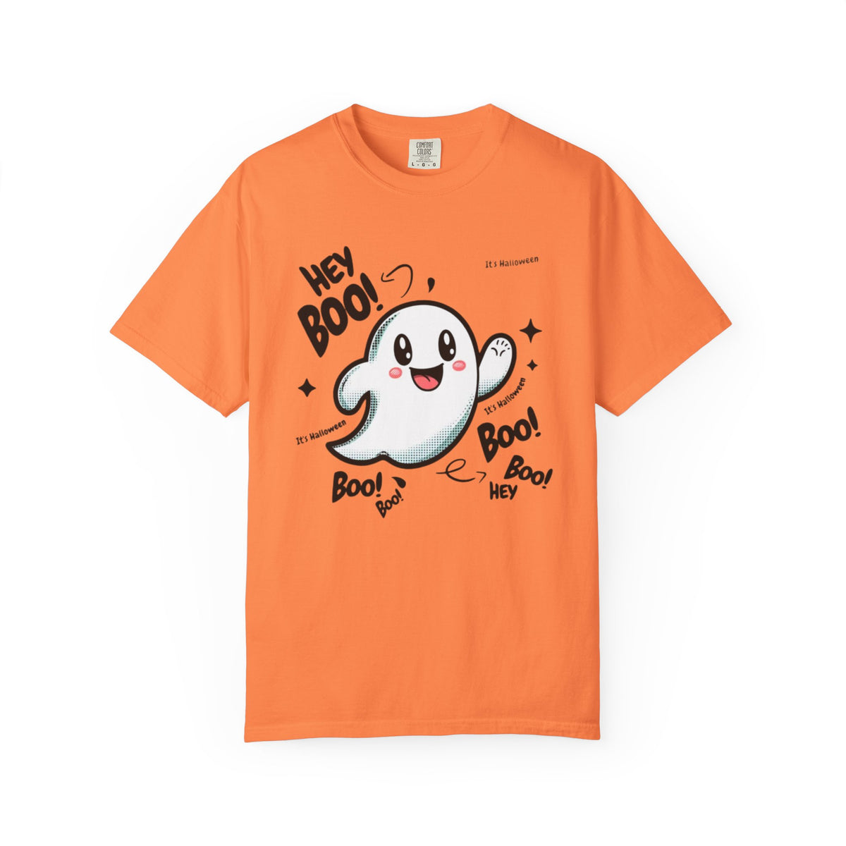 Cute Cartoon Ghost Hey Boo T-shirt | Halloween Cute Ghost Tee