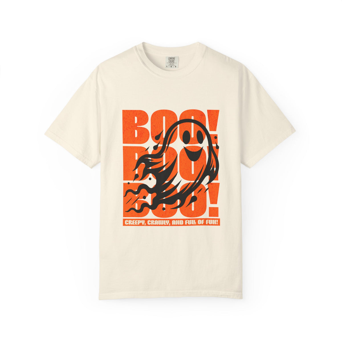 Boo Ghost Graphic T-shirt | Halloween Orange Retro Print