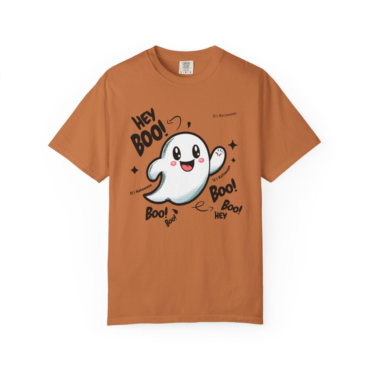 Cute Cartoon Ghost Hey Boo T-shirt | Halloween Cute Ghost Tee