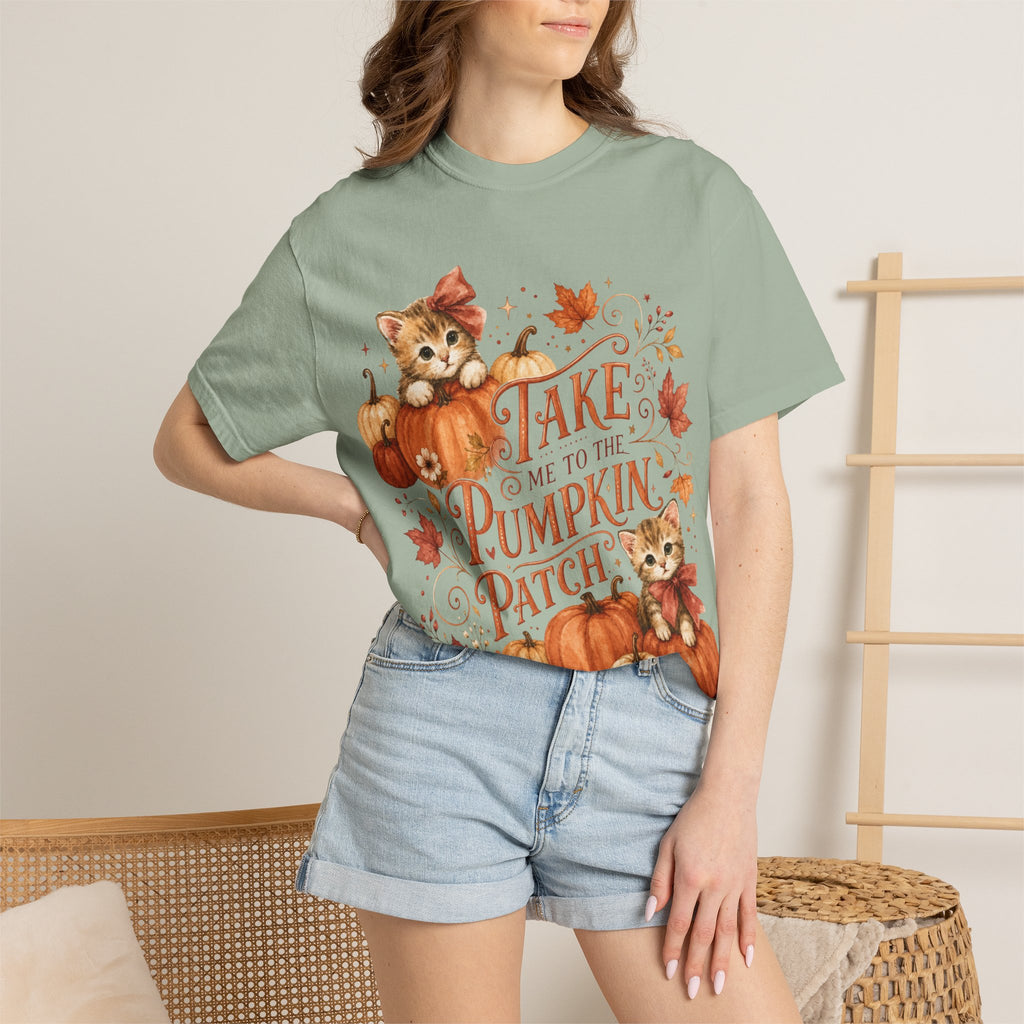 Take Me to the Pumpkin Patch T-shirt | Kittens, Pumpkins, Fall Leaves