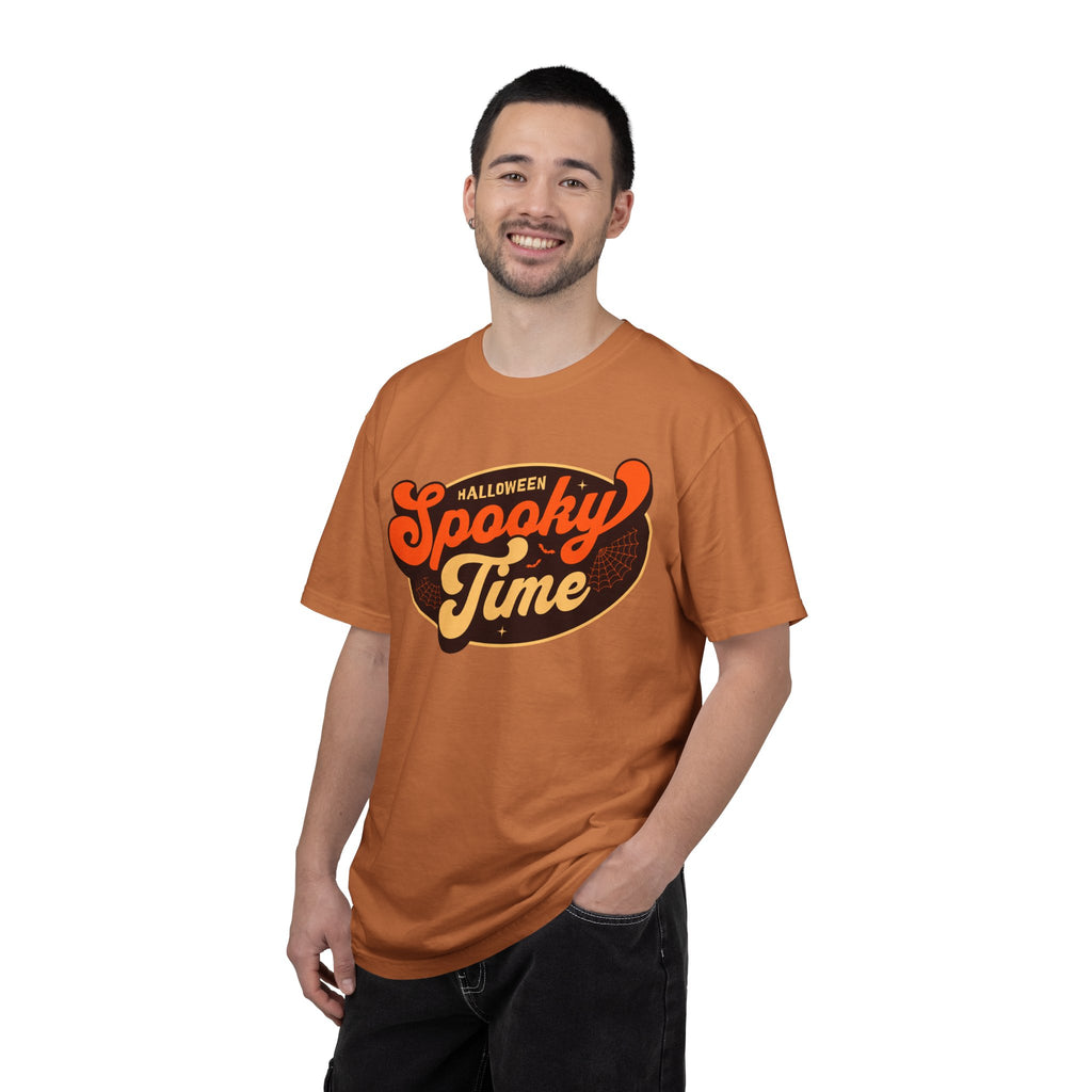 Spooky Time Halloween graphic T-shirt | retro orange script design