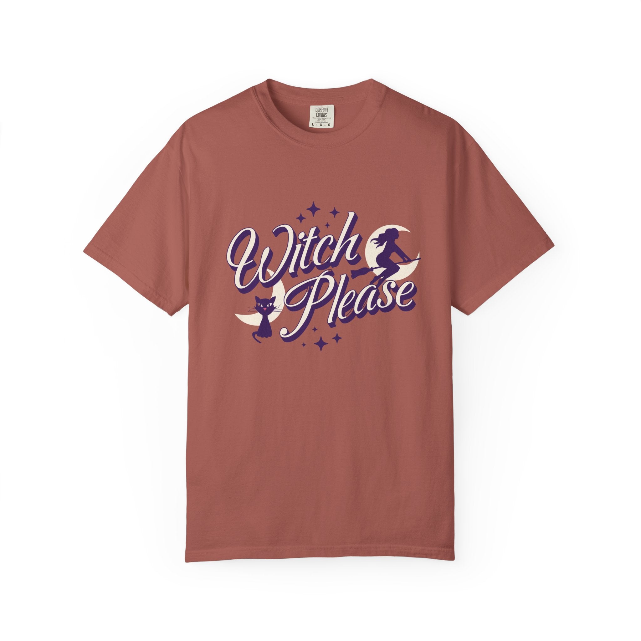 Witch Please T-shirt | Halloween Witch Graphic Tee, Orange Cotton