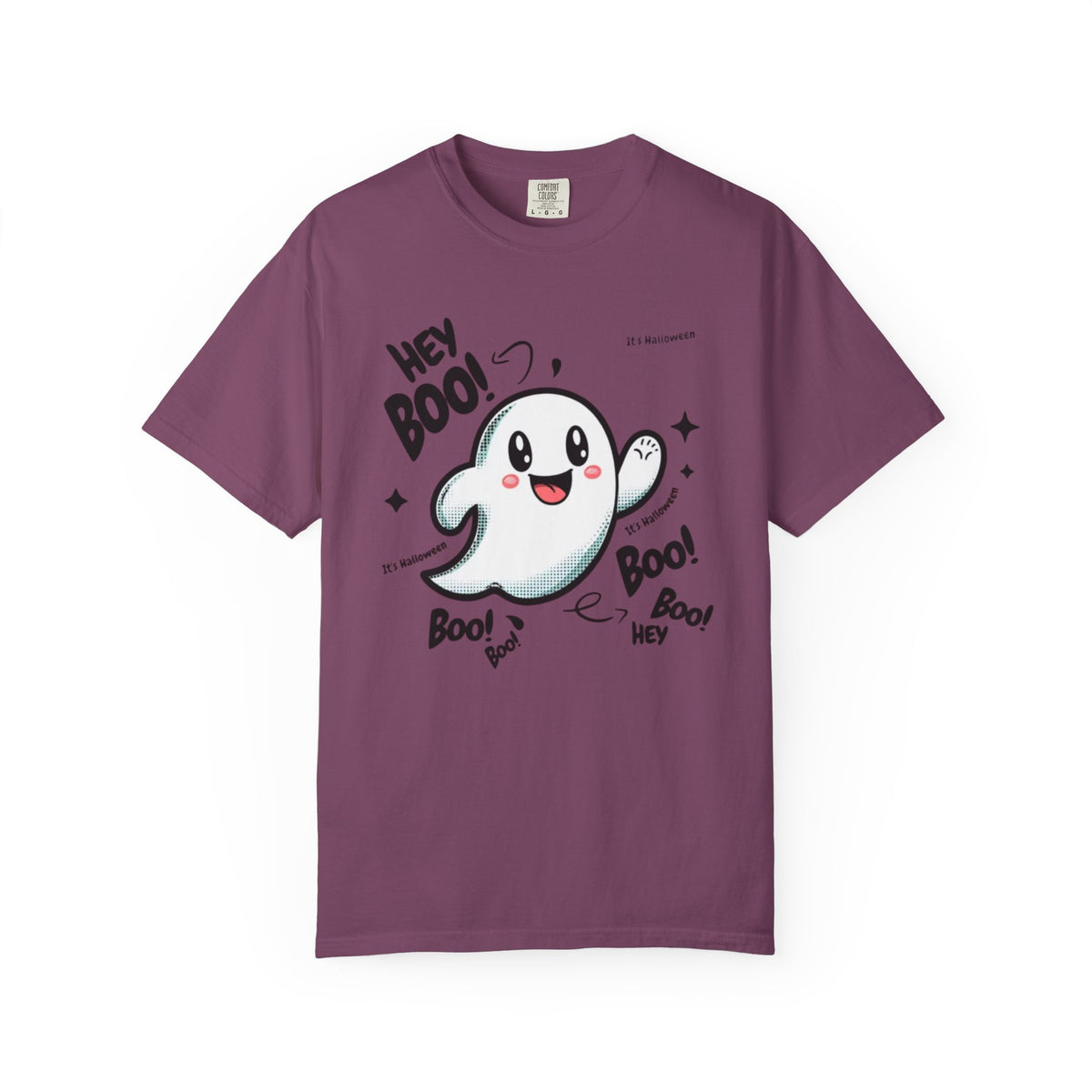 Cute Cartoon Ghost Hey Boo T-shirt | Halloween Cute Ghost Tee