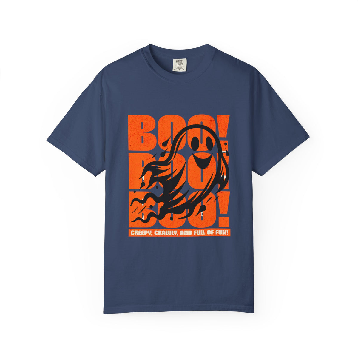 Boo Ghost Graphic T-shirt | Halloween Orange Retro Print