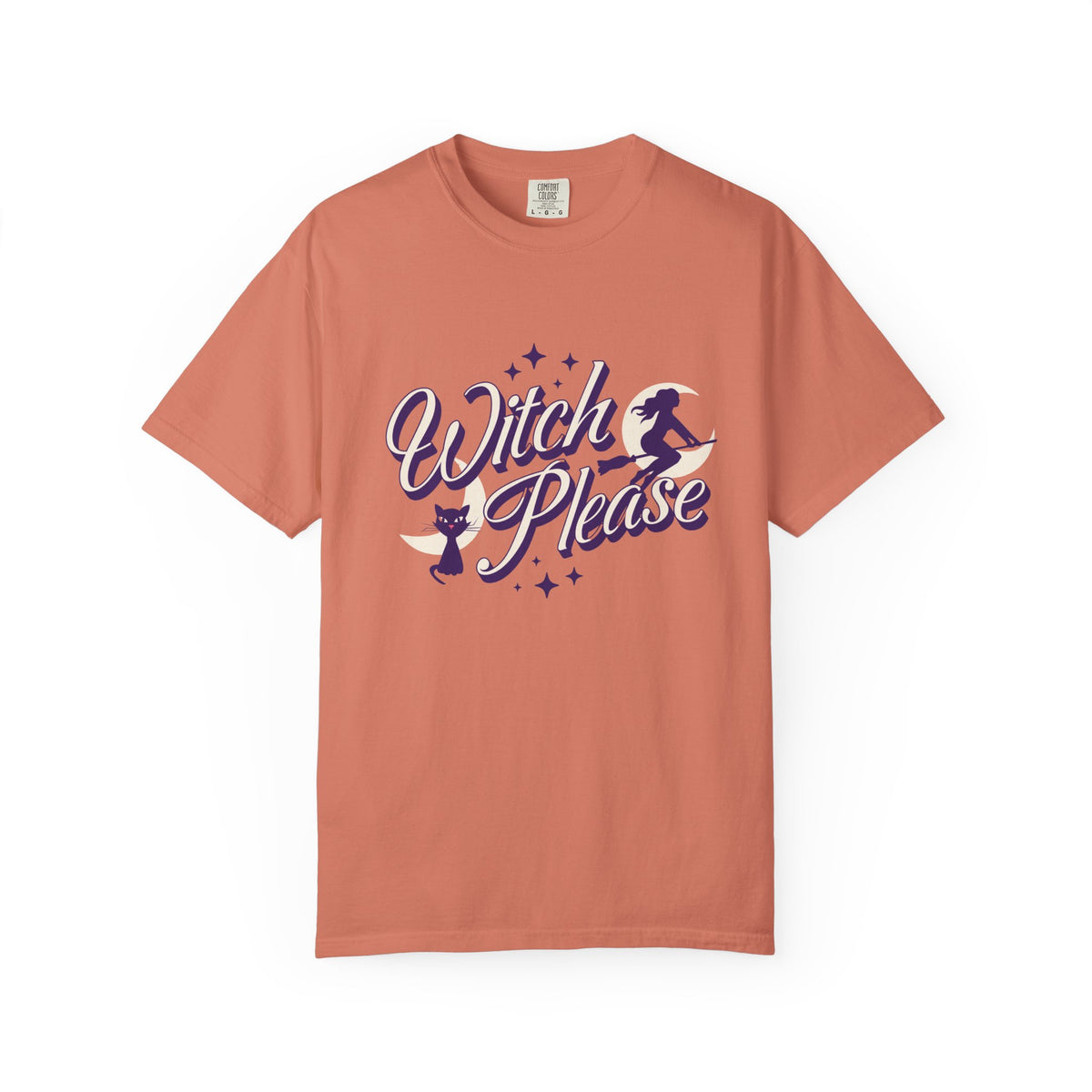 Witch Please T-shirt | Halloween Witch Graphic Tee, Orange Cotton