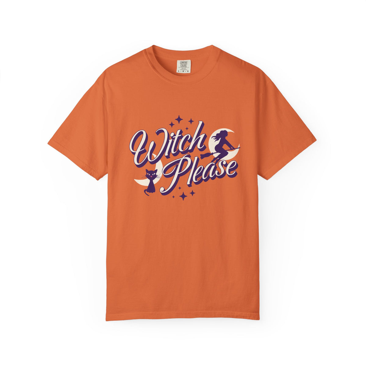 Witch Please T-shirt | Halloween Witch Graphic Tee, Orange Cotton