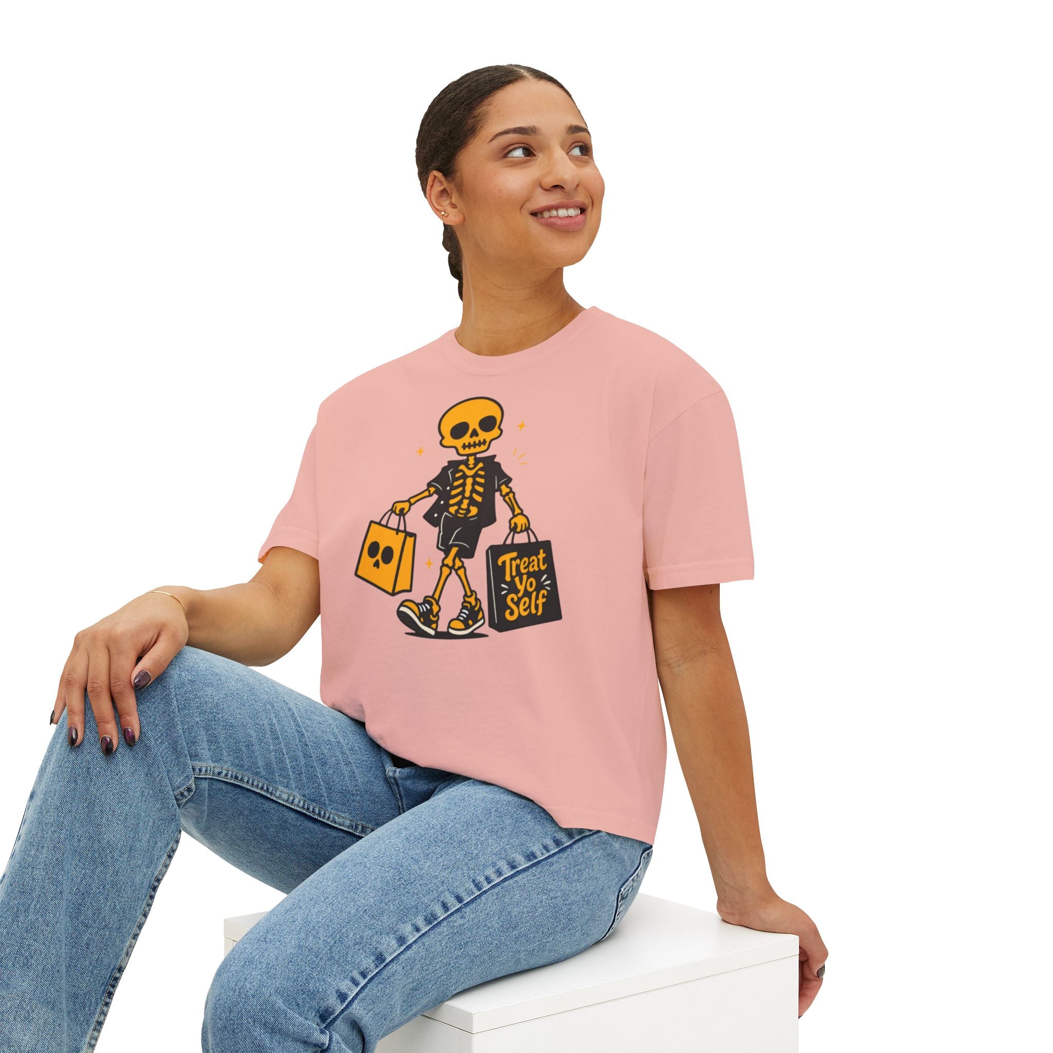 Skeleton Trick-or-Treating Tee | Treat Yo Self Halloween Shirt