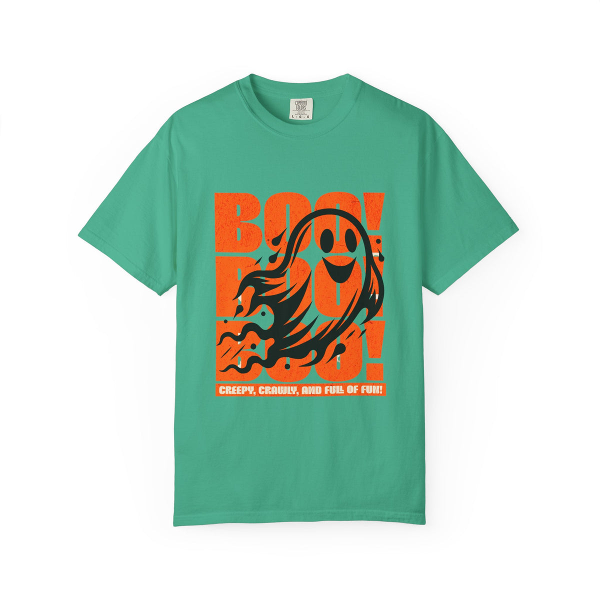 Boo Ghost Graphic T-shirt | Halloween Orange Retro Print
