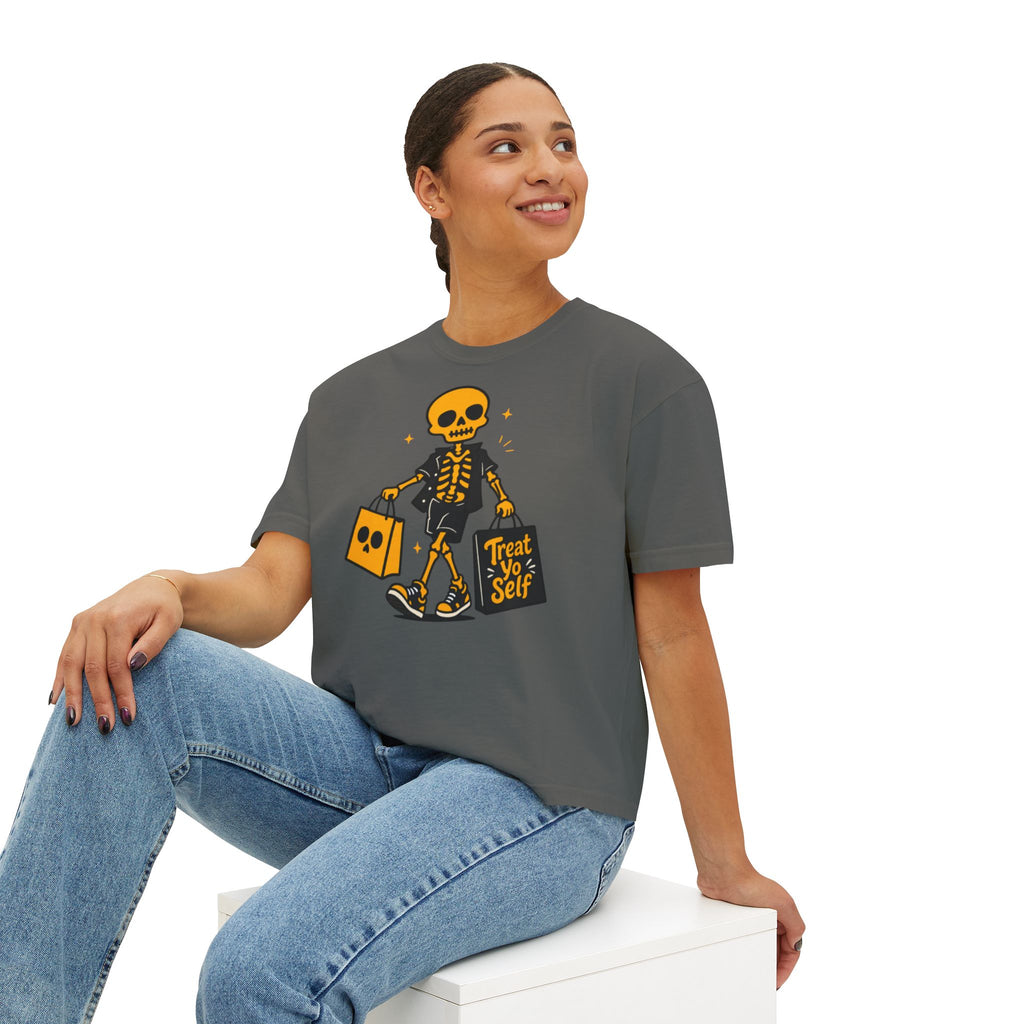 Skeleton Trick-or-Treating Tee | Treat Yo Self Halloween Shirt