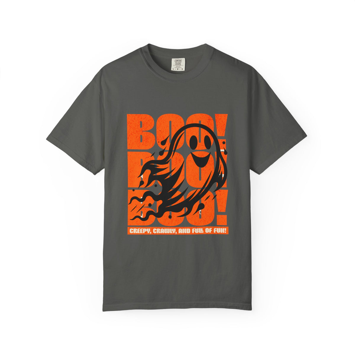 Boo Ghost Graphic T-shirt | Halloween Orange Retro Print
