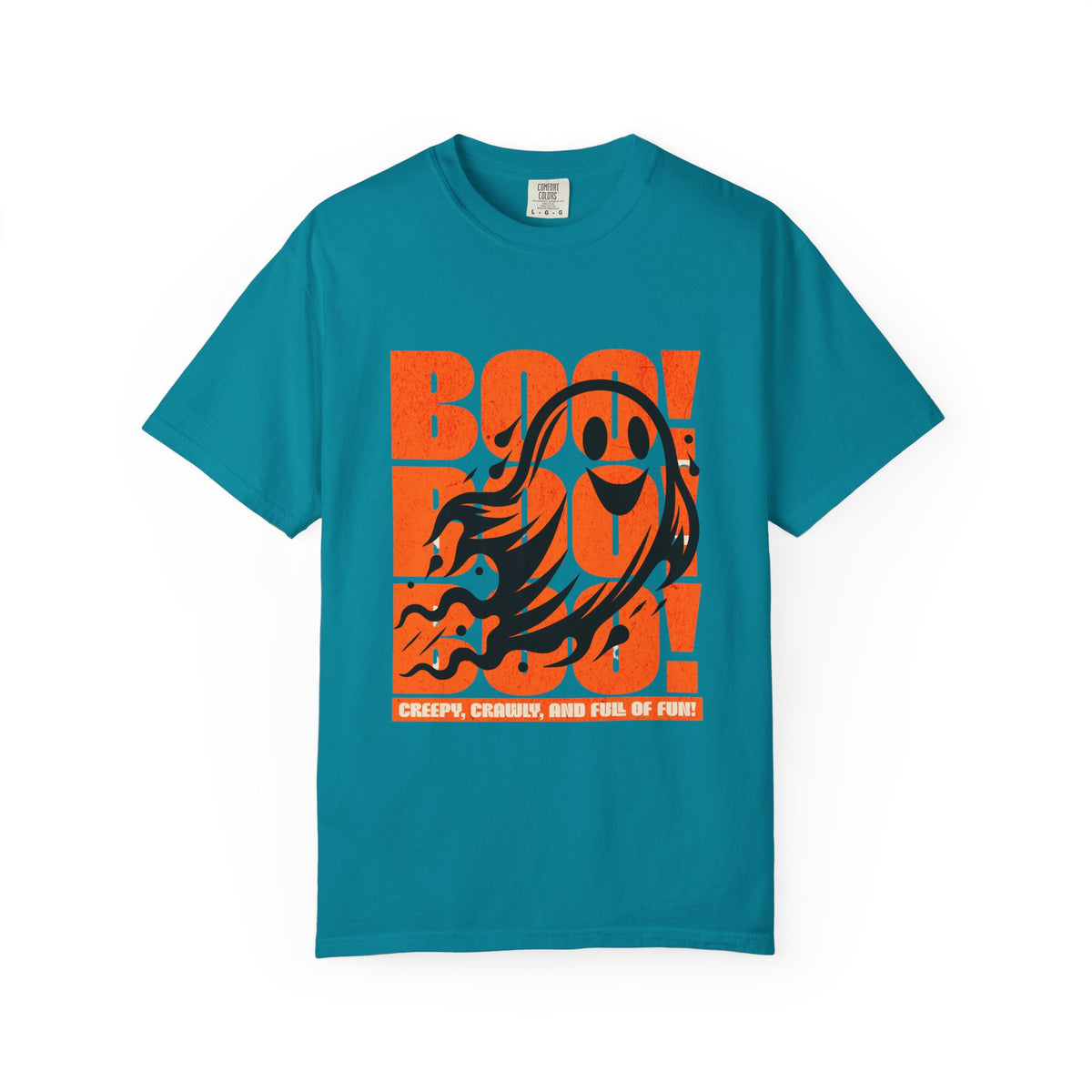 Boo Ghost Graphic T-shirt | Halloween Orange Retro Print