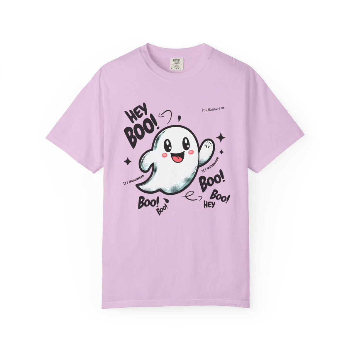 Cute Cartoon Ghost Hey Boo T-shirt | Halloween Cute Ghost Tee