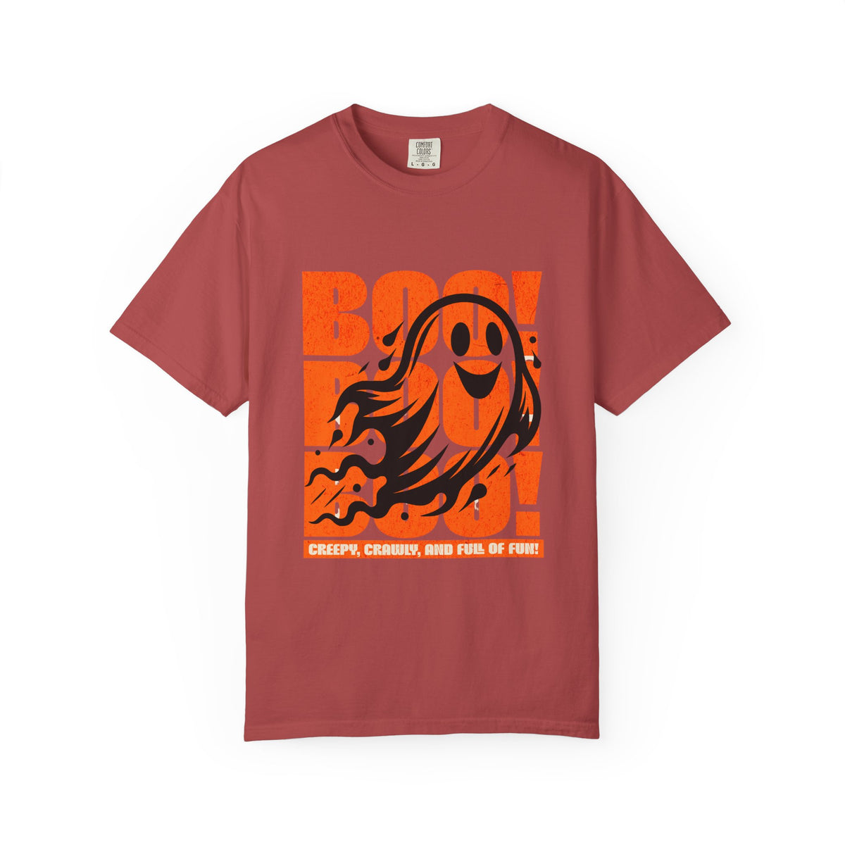Boo Ghost Graphic T-shirt | Halloween Orange Retro Print