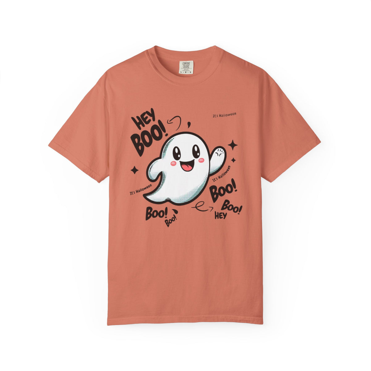 Cute Cartoon Ghost Hey Boo T-shirt | Halloween Cute Ghost Tee