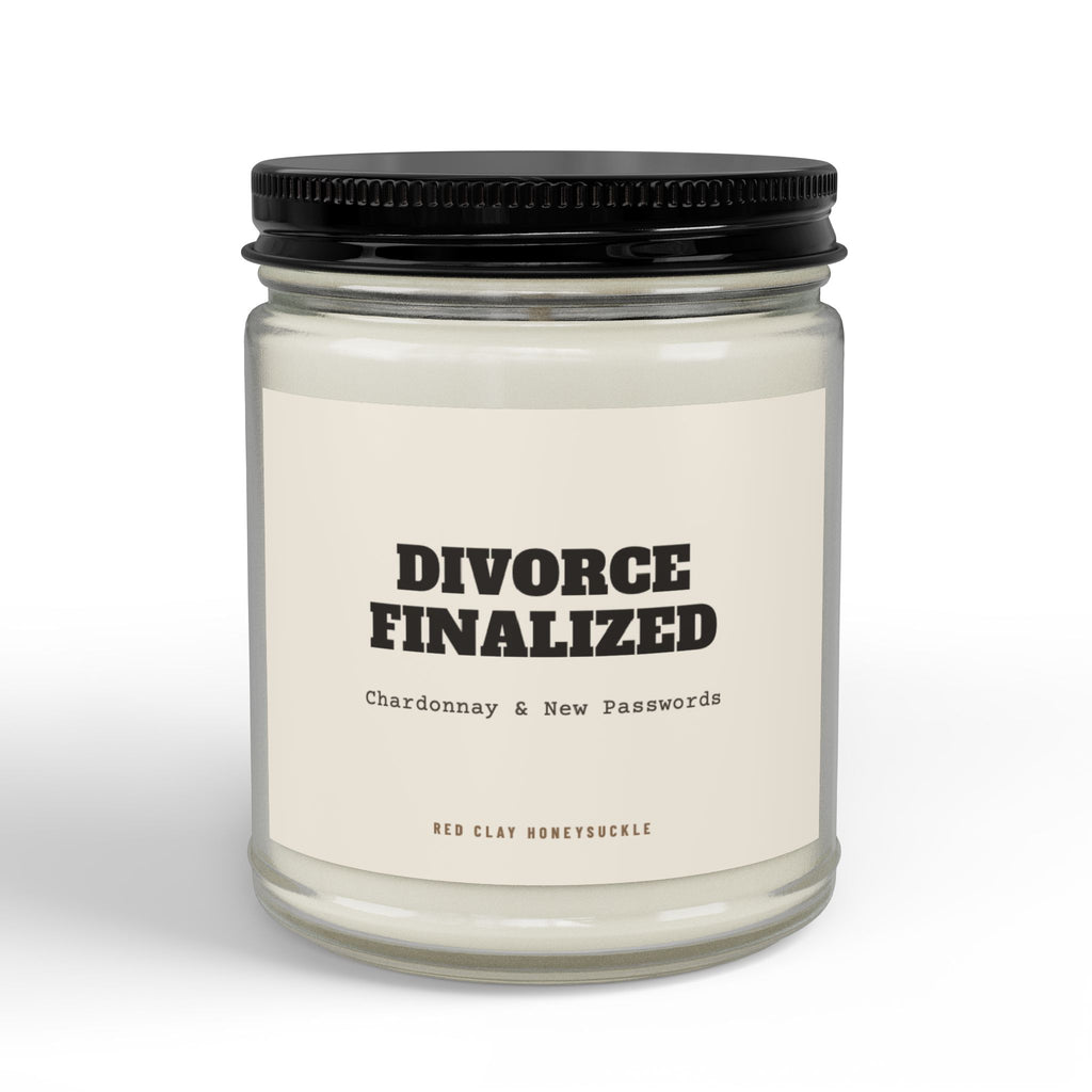 Divorce Finalized Chardonnay and New Passwords Candle | Soy Candle with Black Lid