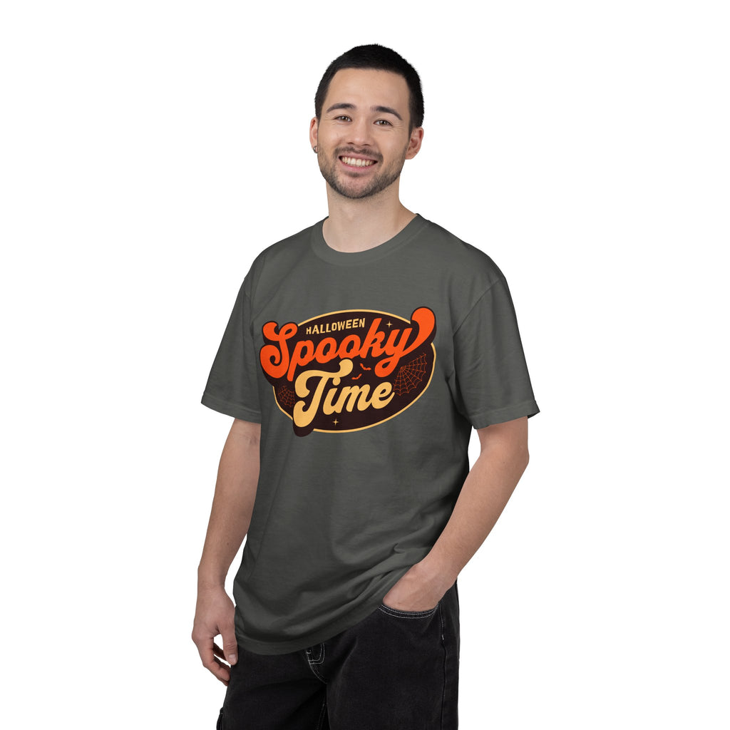 Spooky Time Halloween graphic T-shirt | retro orange script design