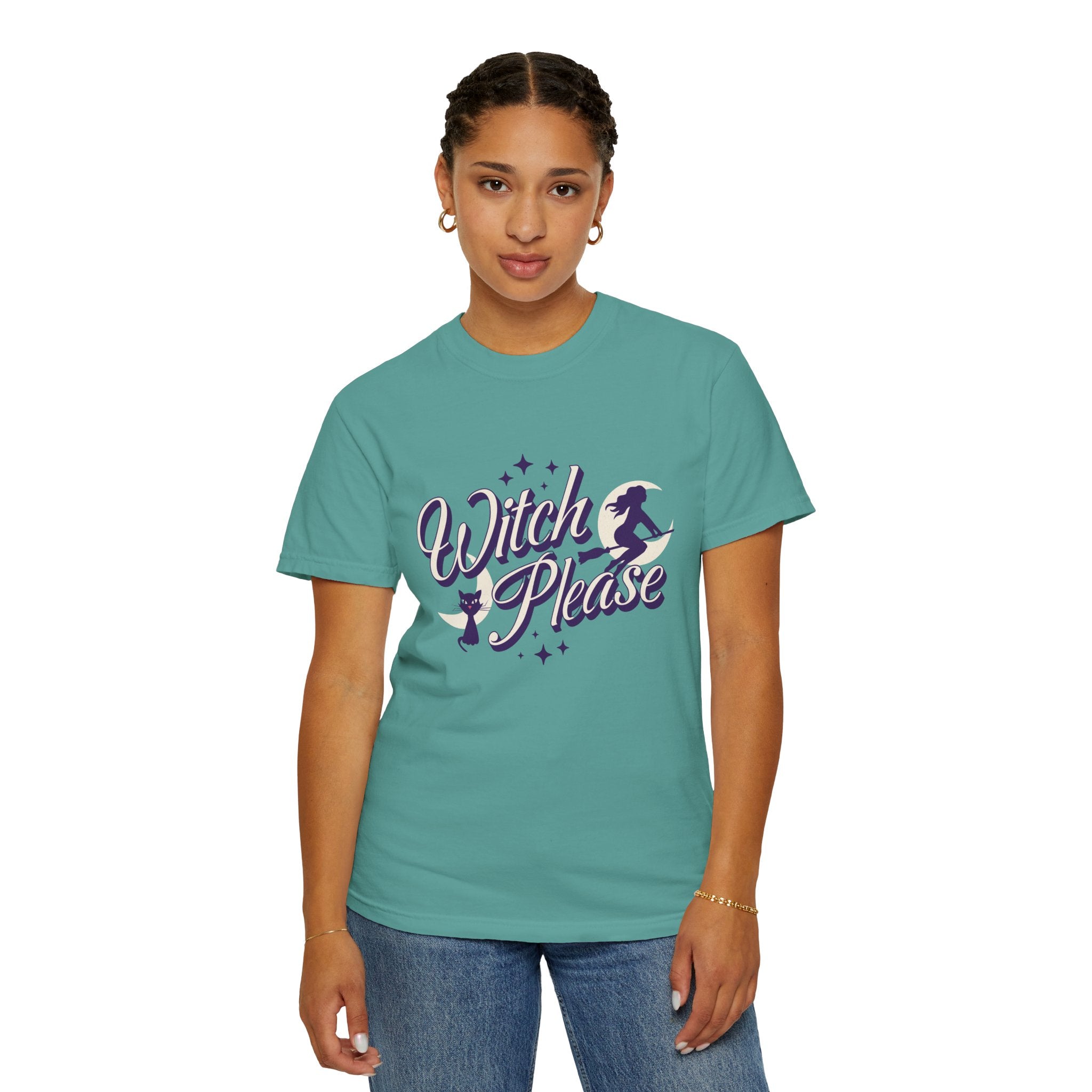 Witch Please T-shirt | Halloween Witch Graphic Tee, Orange Cotton