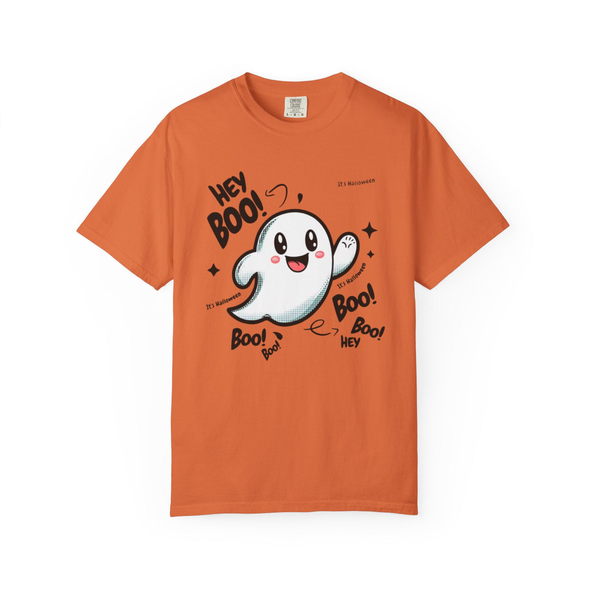 Cute Cartoon Ghost Hey Boo T-shirt | Halloween Cute Ghost Tee