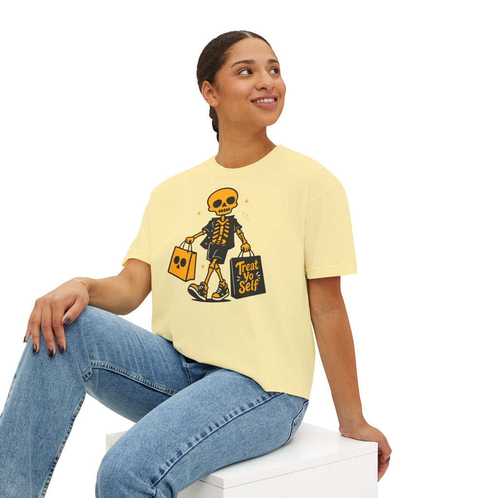 Skeleton Trick-or-Treating Tee | Treat Yo Self Halloween Shirt