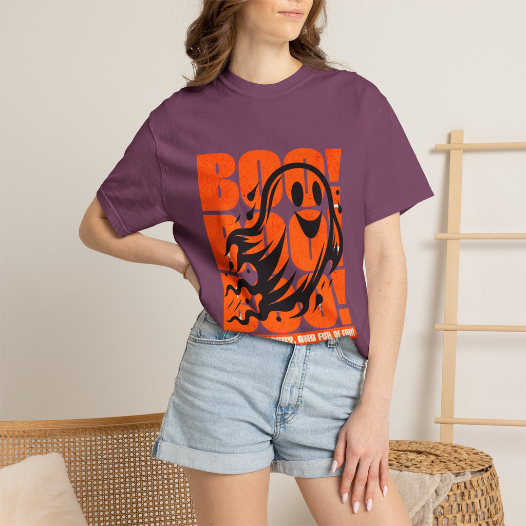 Boo Ghost Graphic T-shirt | Halloween Orange Retro Print