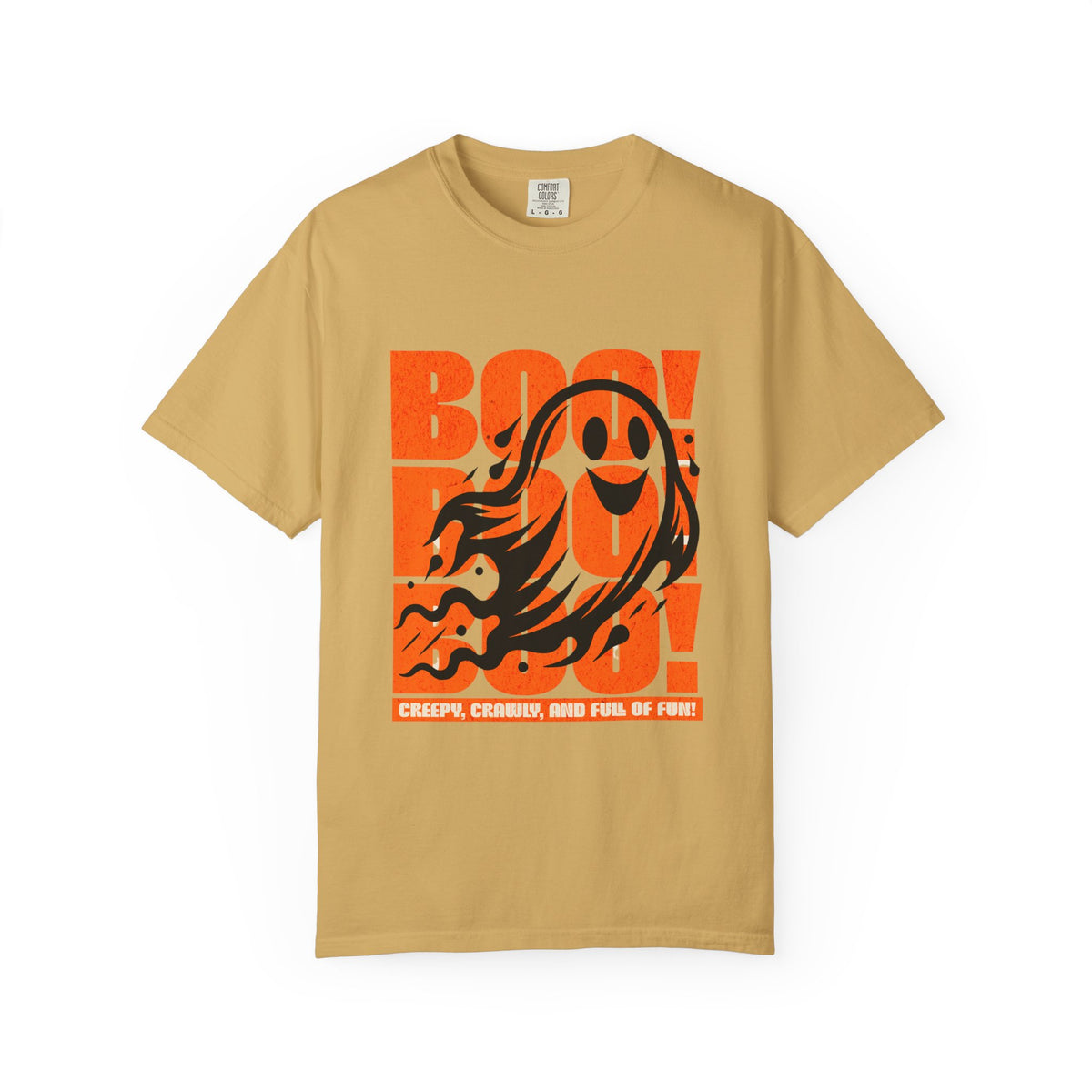 Boo Ghost Graphic T-shirt | Halloween Orange Retro Print