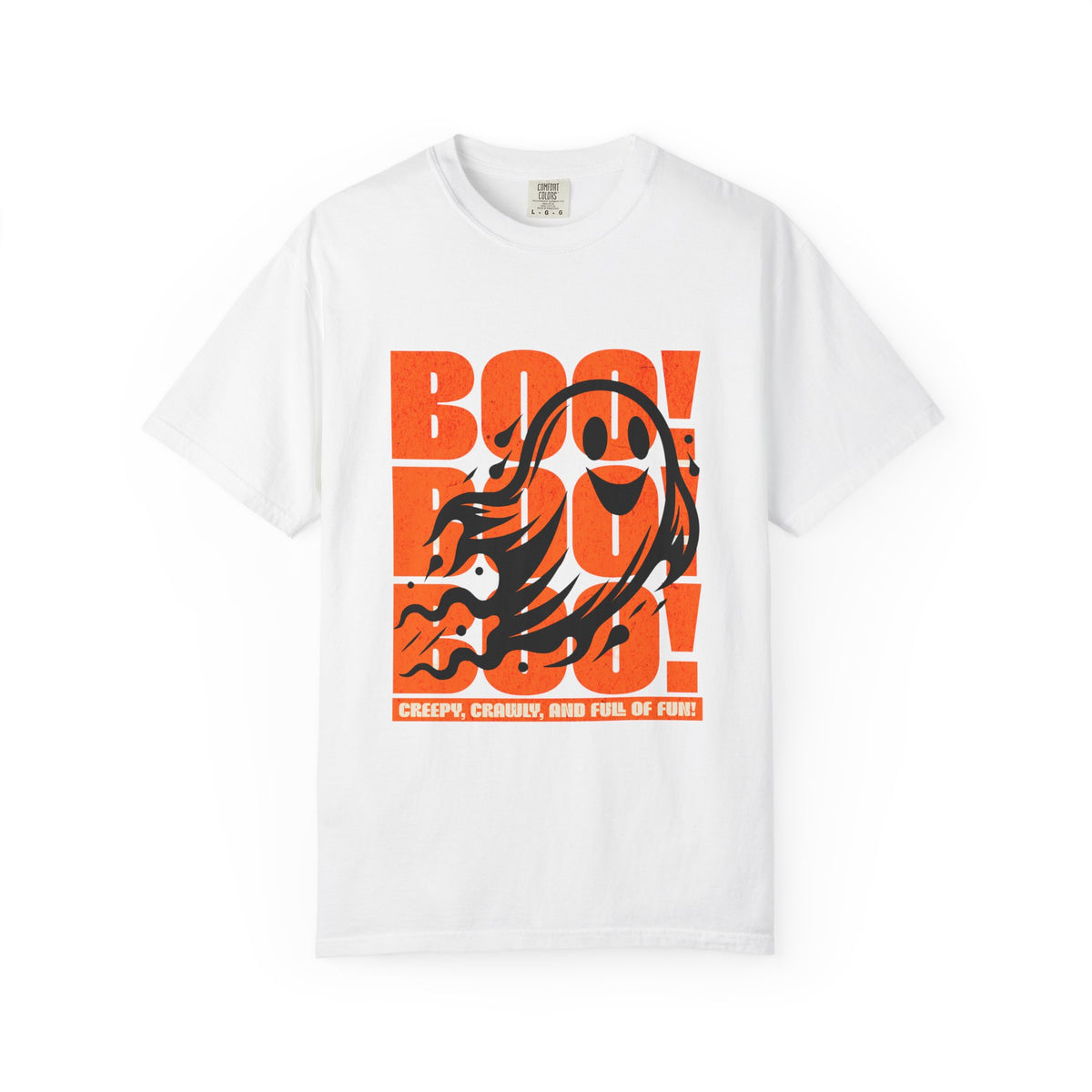 Boo Ghost Graphic T-shirt | Halloween Orange Retro Print