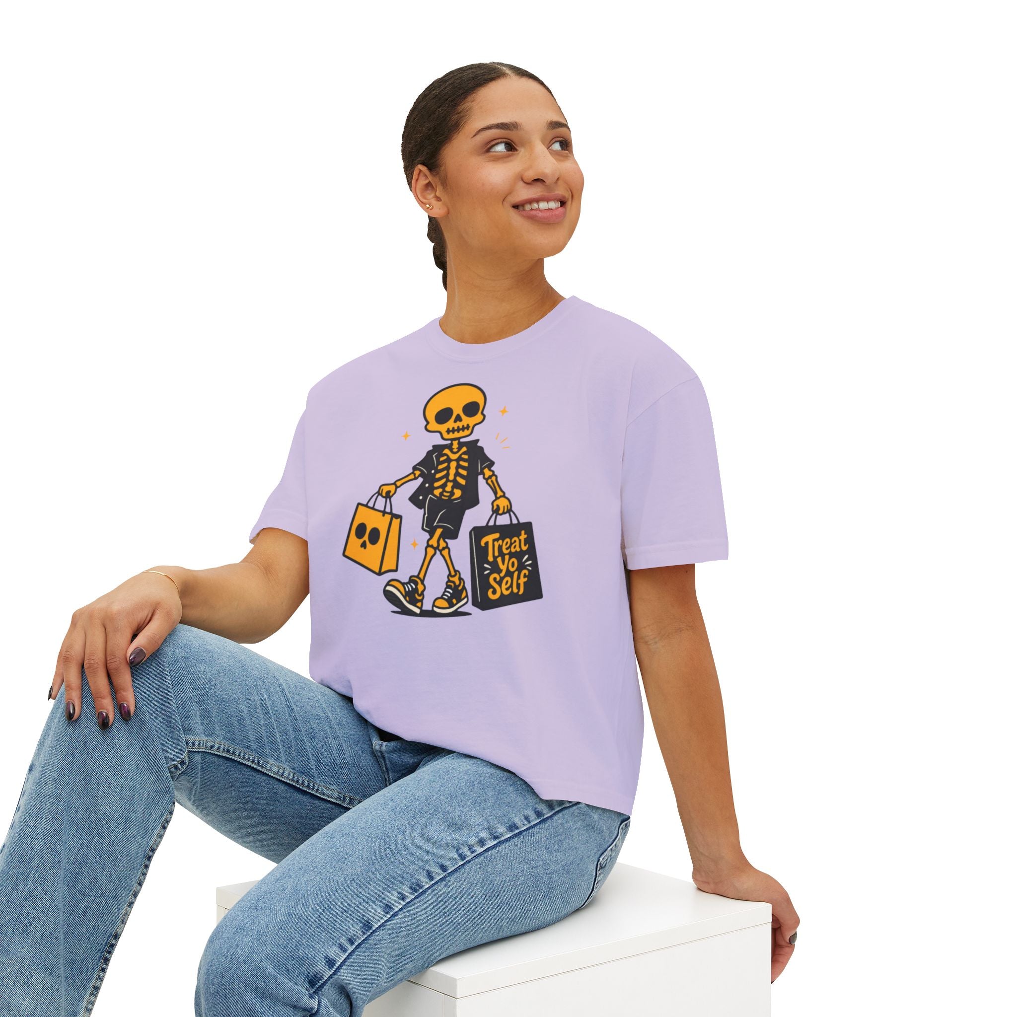 Skeleton Trick-or-Treating Tee | Treat Yo Self Halloween Shirt