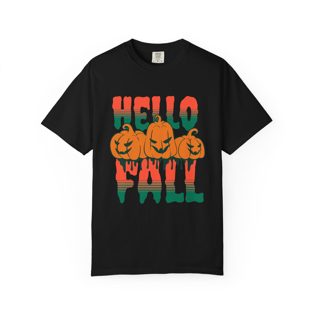 Hello Fall Pumpkins T-Shirt | Halloween Autumn Pumpkin Graphic