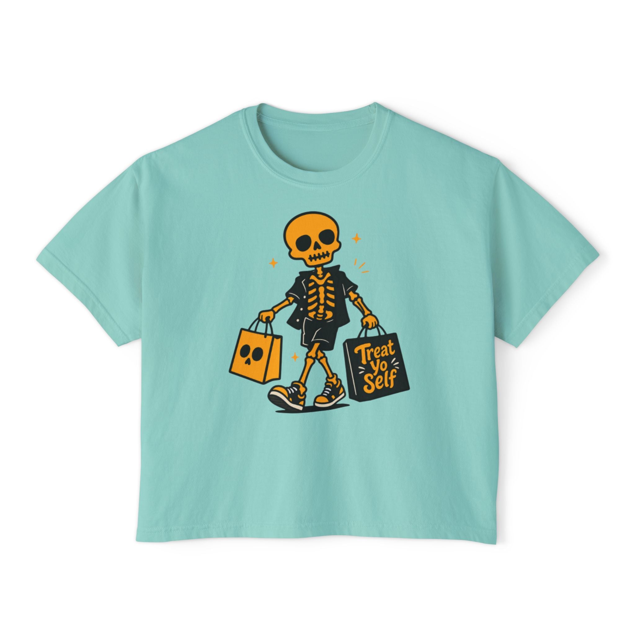 Skeleton Trick-or-Treating Tee | Treat Yo Self Halloween Shirt