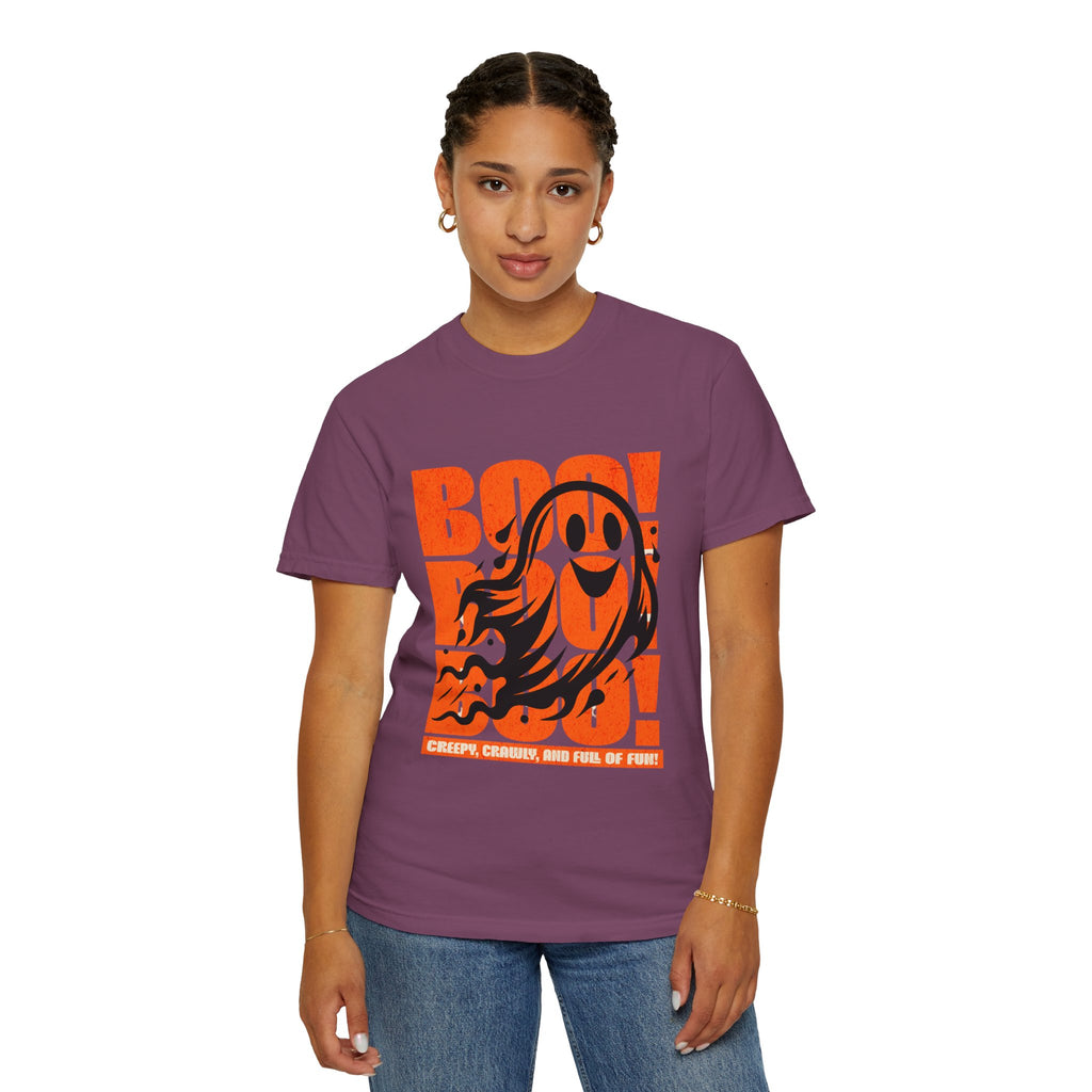 Boo Ghost Graphic T-shirt | Halloween Orange Retro Print