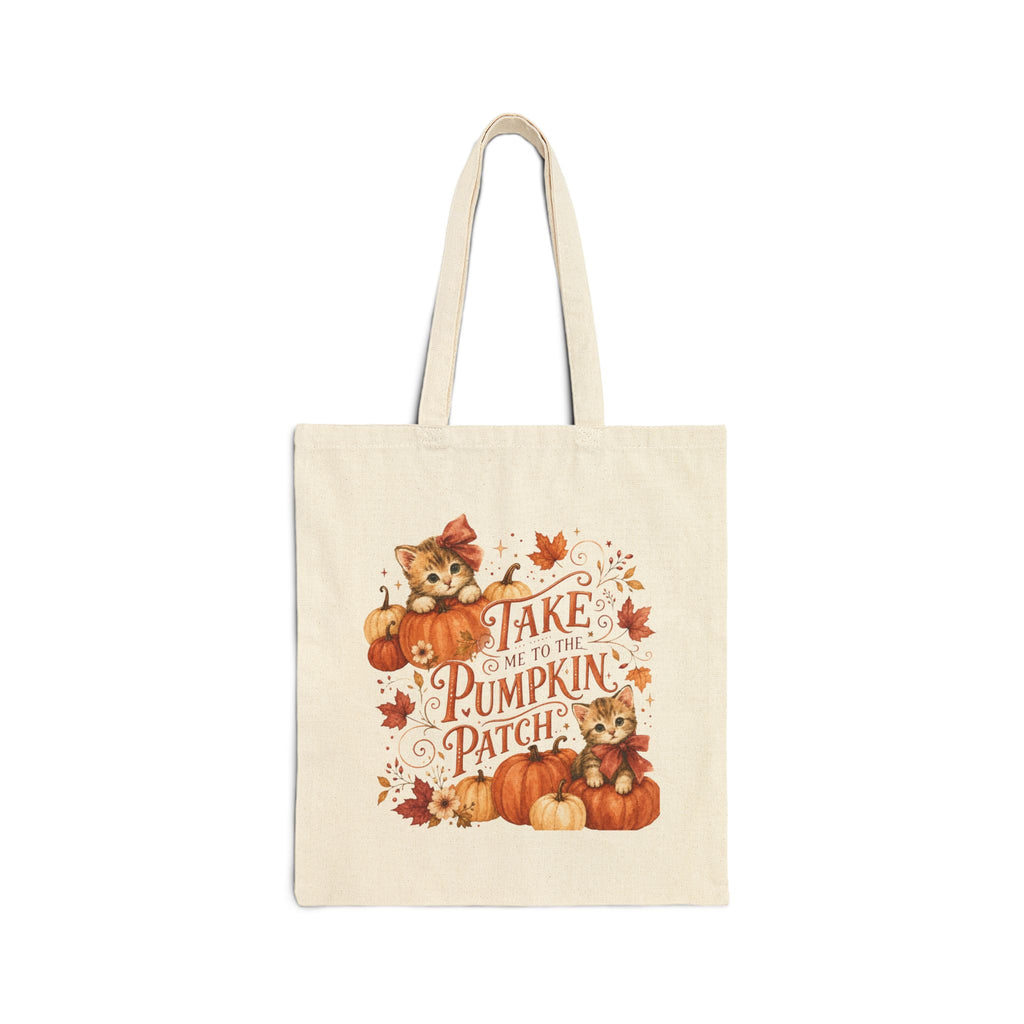 Take Me to the Pumpkin Patch Tote Bag | Cute Kittens, Fall Leaves, Halloween Pumpkin