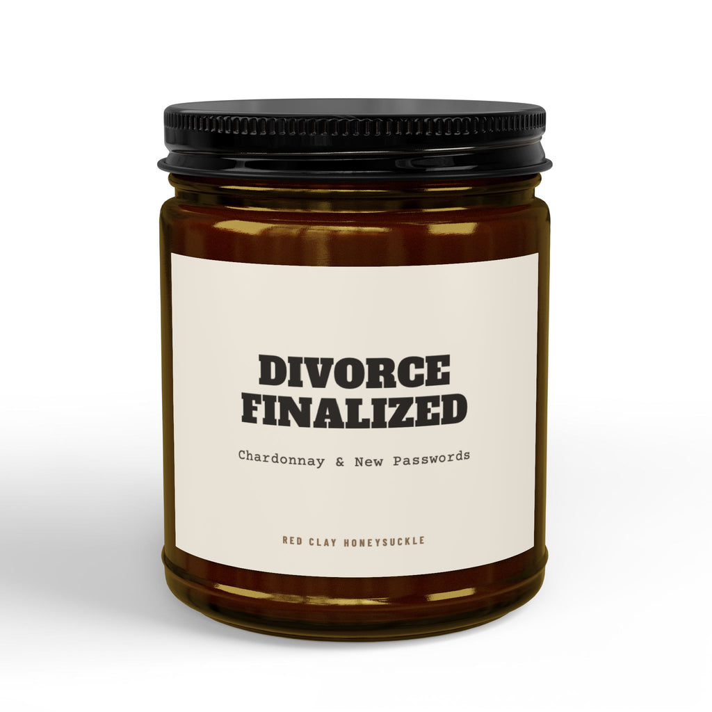 Divorce Finalized Chardonnay and New Passwords Candle | Soy Candle with Black Lid