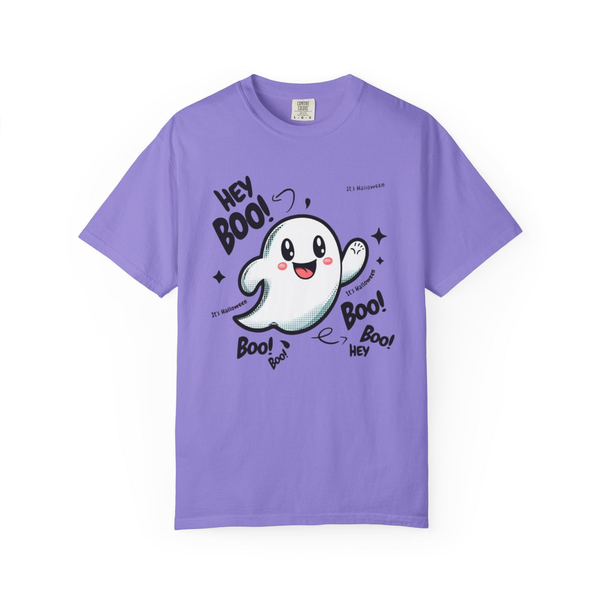 Cute Cartoon Ghost Hey Boo T-shirt | Halloween Cute Ghost Tee