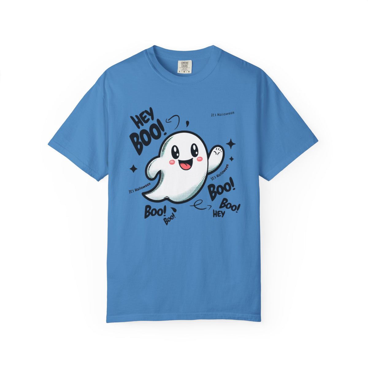 Cute Cartoon Ghost Hey Boo T-shirt | Halloween Cute Ghost Tee