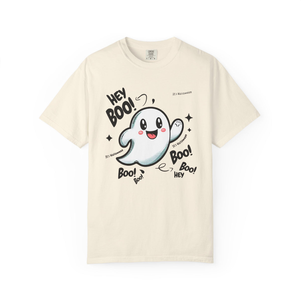 Cute Cartoon Ghost Hey Boo T-shirt | Halloween Cute Ghost Tee