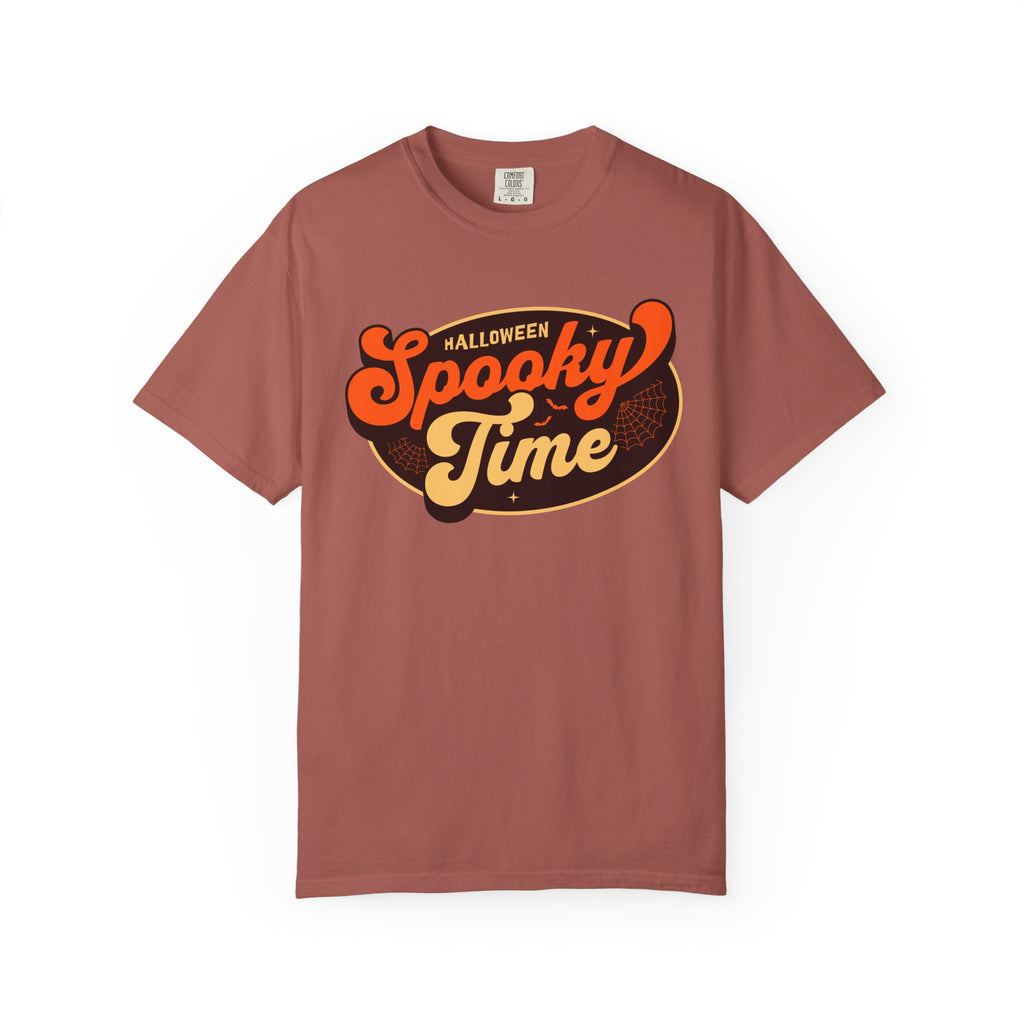Spooky Time Halloween graphic T-shirt | retro orange script design