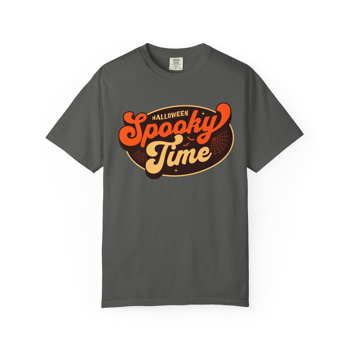 Spooky Time Halloween graphic T-shirt | retro orange script design