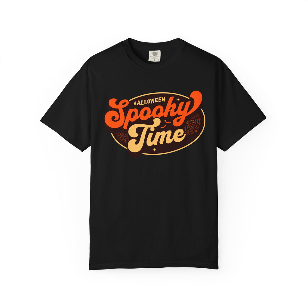 Spooky Time Halloween graphic T-shirt | retro orange script design