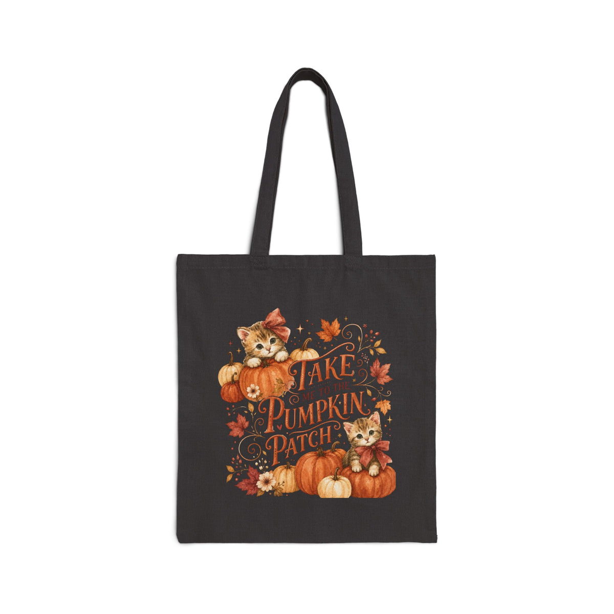 Take Me to the Pumpkin Patch Tote Bag | Cute Kittens, Fall Leaves, Halloween Pumpkin