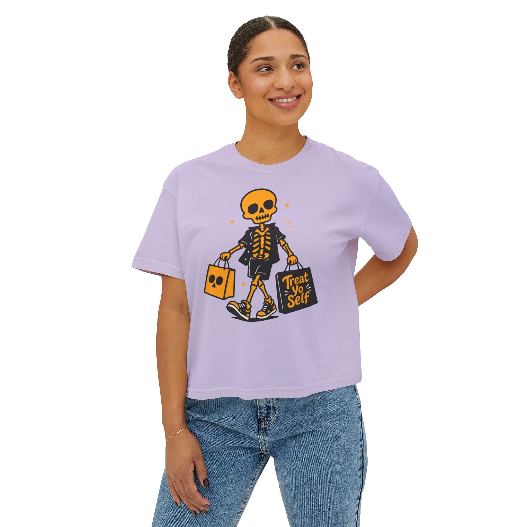 Skeleton Trick-or-Treating Tee | Treat Yo Self Halloween Shirt