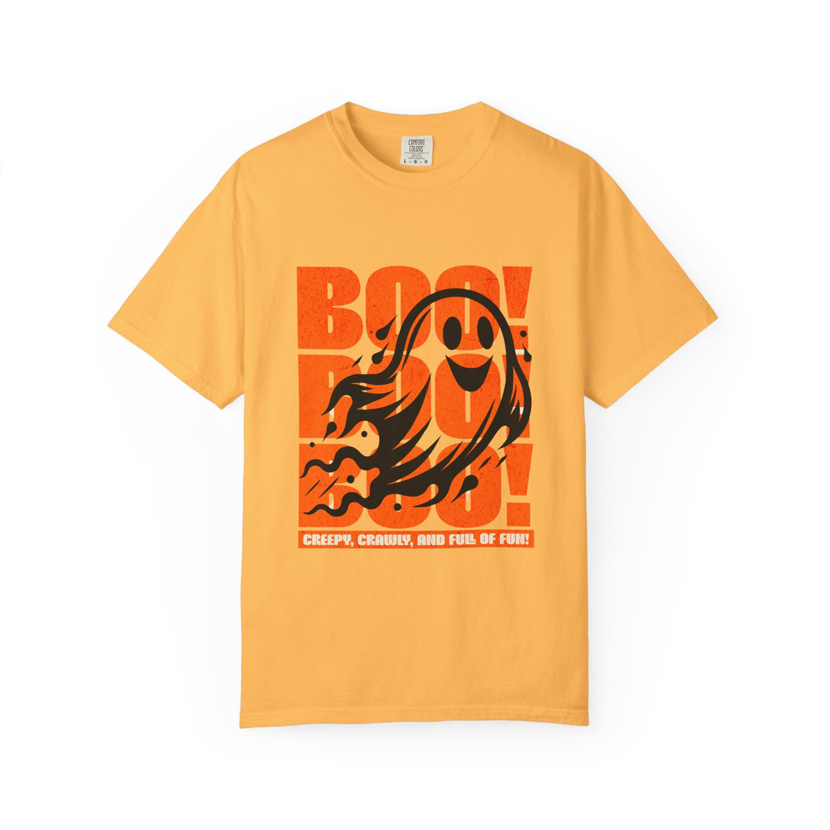 Boo Ghost Graphic T-shirt | Halloween Orange Retro Print