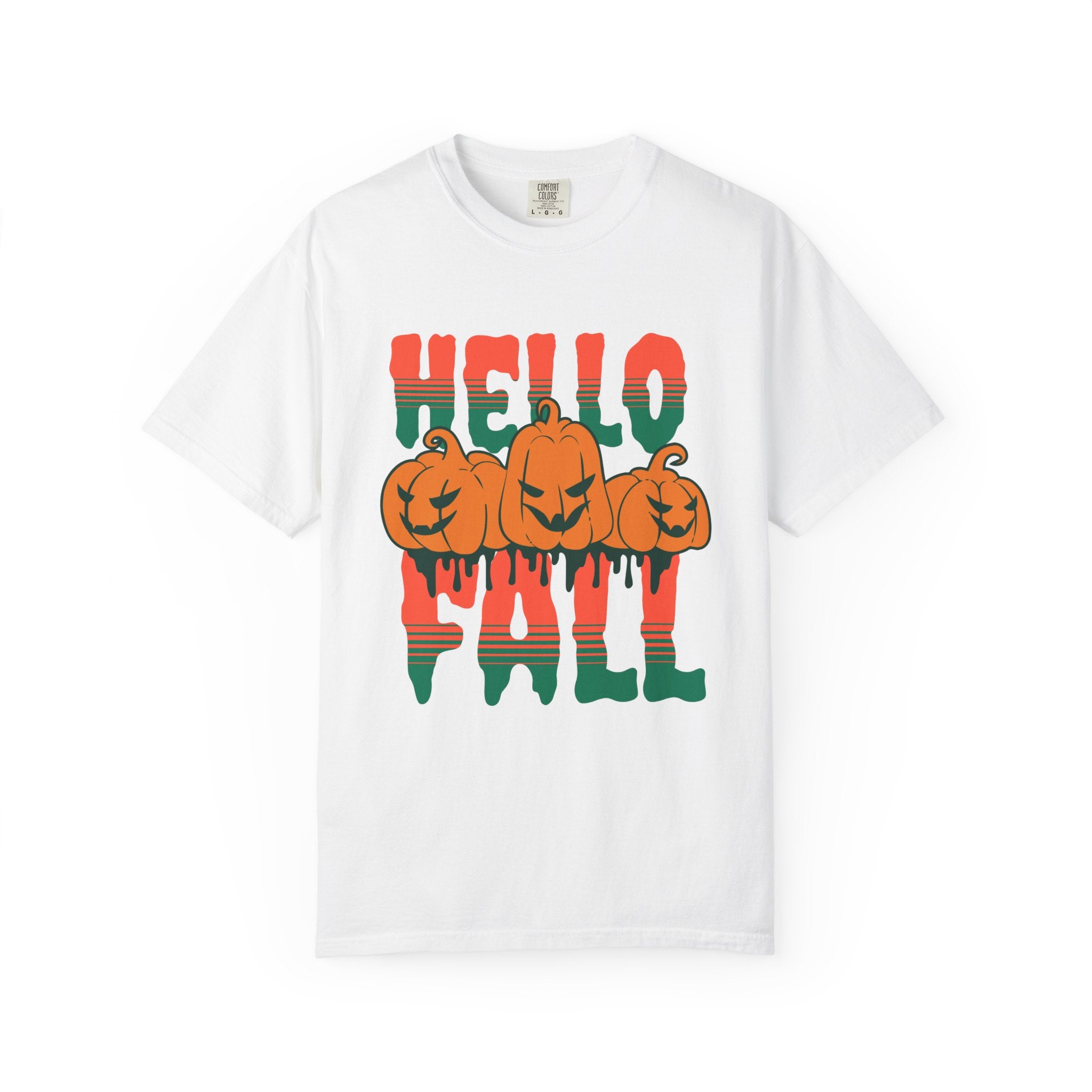 Hello Fall Pumpkins T-Shirt | Halloween Autumn Pumpkin Graphic