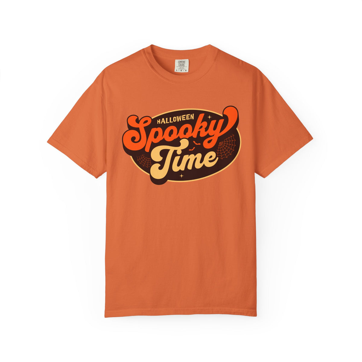 Spooky Time Halloween graphic T-shirt | retro orange script design